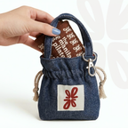 Reversible Sock Pocket in assorted colors, five drawstring pouches by Tuelles