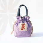 Reversible Sock Pocket in lavender, drawstring pouch by Tuelles