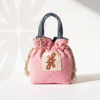 Reversible Sock Pocket in pink, drawstring pouch by Tuelles