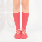Barre Life Socks in coral pink, ribbed calf socks with ballet slippers by Tuelles
