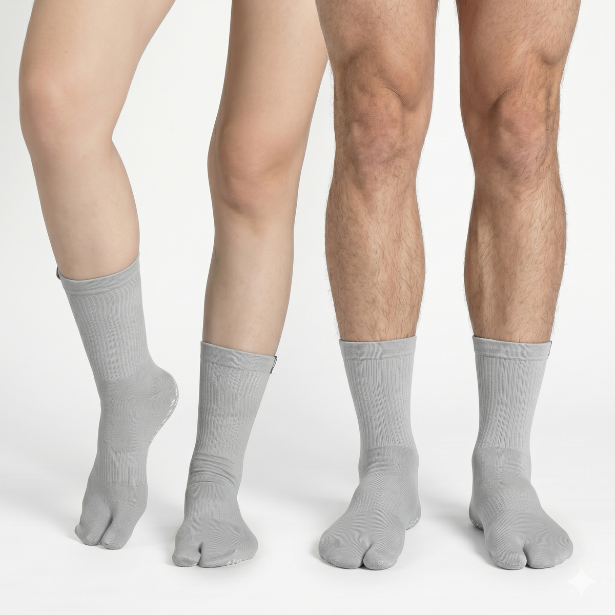 Basic Tabi Grip Socks in light gray ribbed, three pairs, tabi grip socks by Tuelles