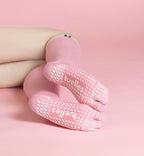 Heart Tabi Grip Stockings in pink with white pattern, tabi grip stockings by Tuelles
