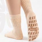 The Classic Tabi Socks in Sand, crew tabi grip socks by Tuelles