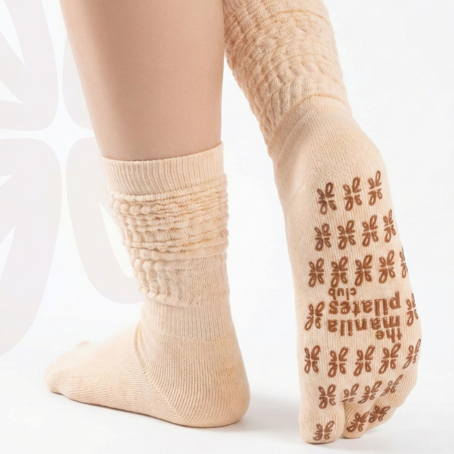 The Classic Tabi Socks in Sand, crew tabi grip socks by Tuelles