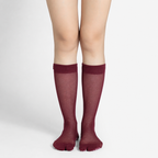 Silhouette Tabi Grip Stockings in dark burgundy split-toe stockings, tabi grip stockings by Tuelles